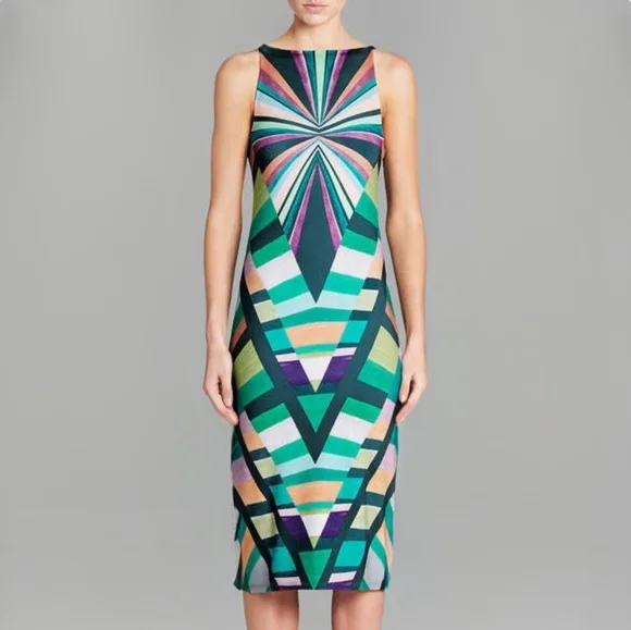 Mara Hoffman Prism V Back Geometric Patterned Midi Dress - Picture 1 of 10